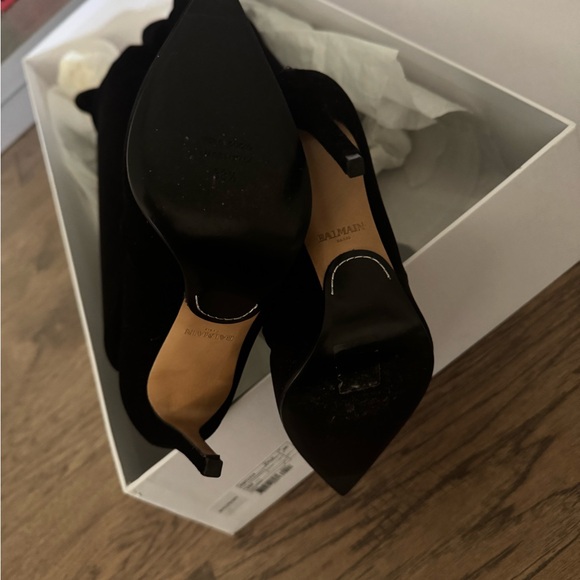 BALMAIN Amazone Thigh-High Glitter Velvet Boots - Picture 14 of 15